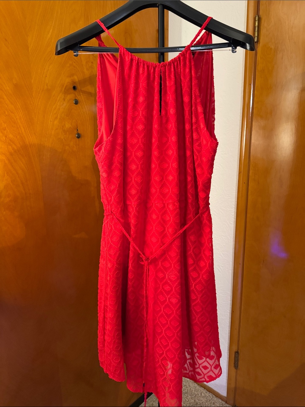 a.n.a Red Sleeveless Tie-Waist Mini Dress